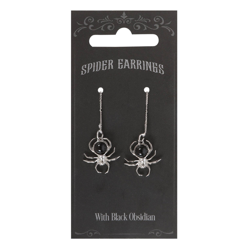 Boucles d'oreilles en forme d'araignée gothique en obsidienne noire
