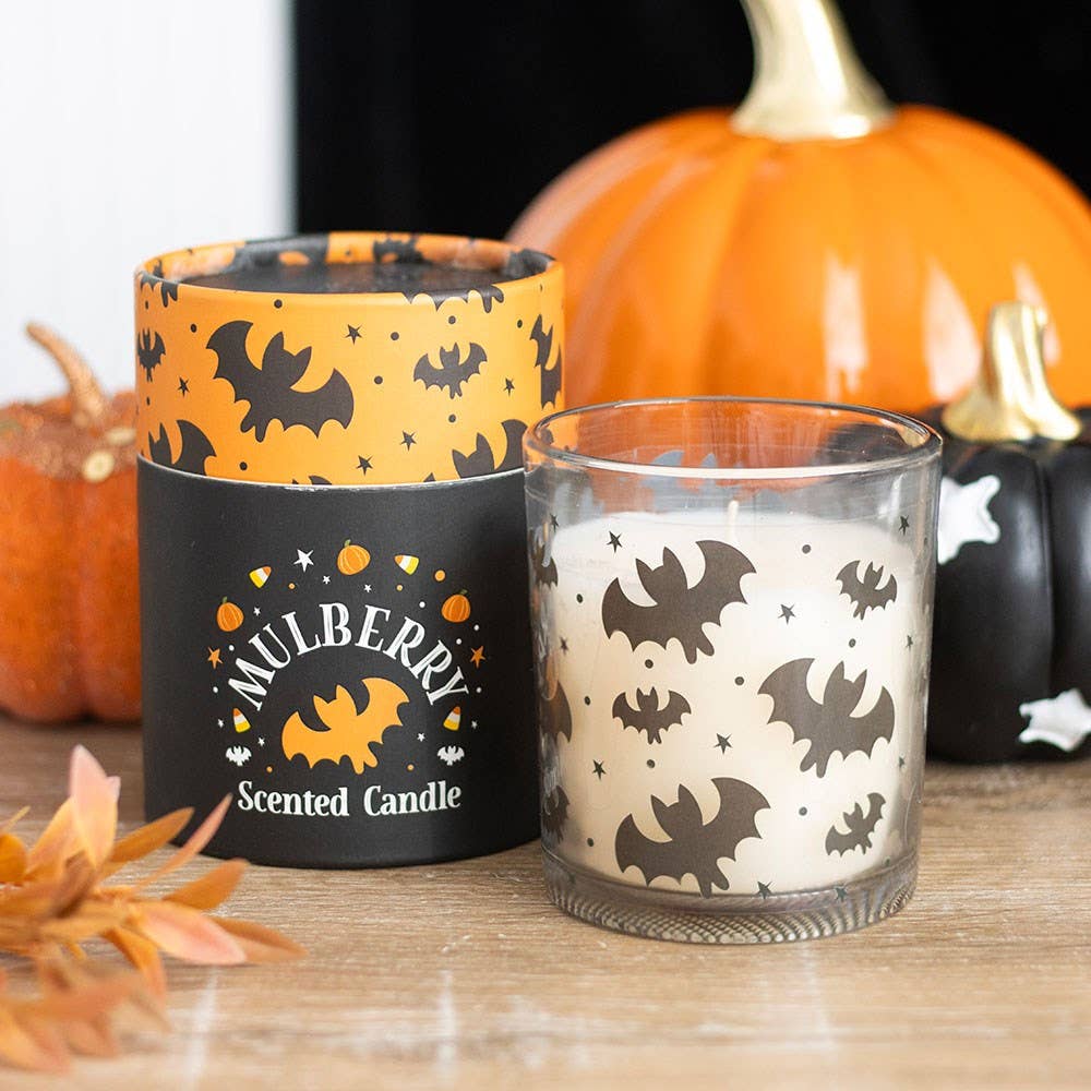 Bougie Mûre à Motif de Chauve-souris d'Halloween