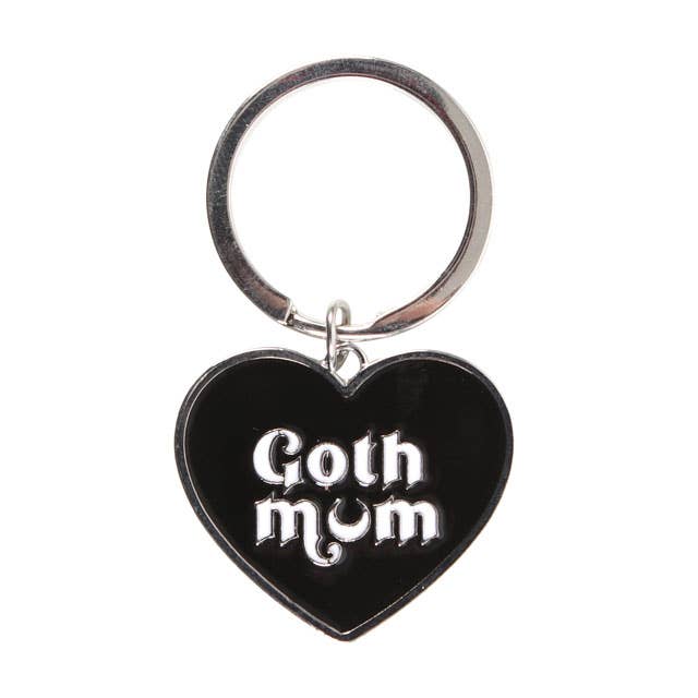 Porte-clés Goth Mum en forme de cœur noir pour la fête des mères