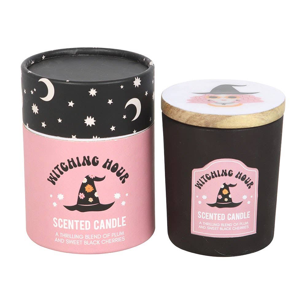 Bougie d'Halloween Prune Sorcière et Cerise Noire