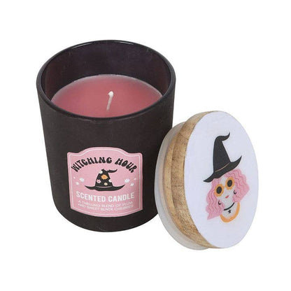 Bougie d'Halloween Prune Sorcière et Cerise Noire