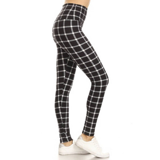 Legging taille haute- Carreau blanc