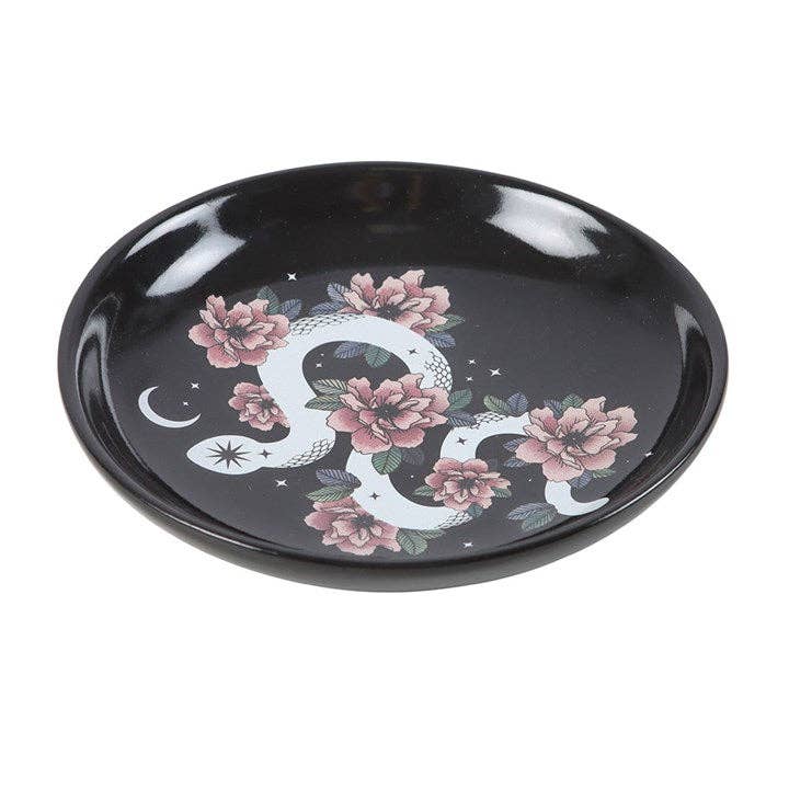 Plat à babioles en forme de serpent floral