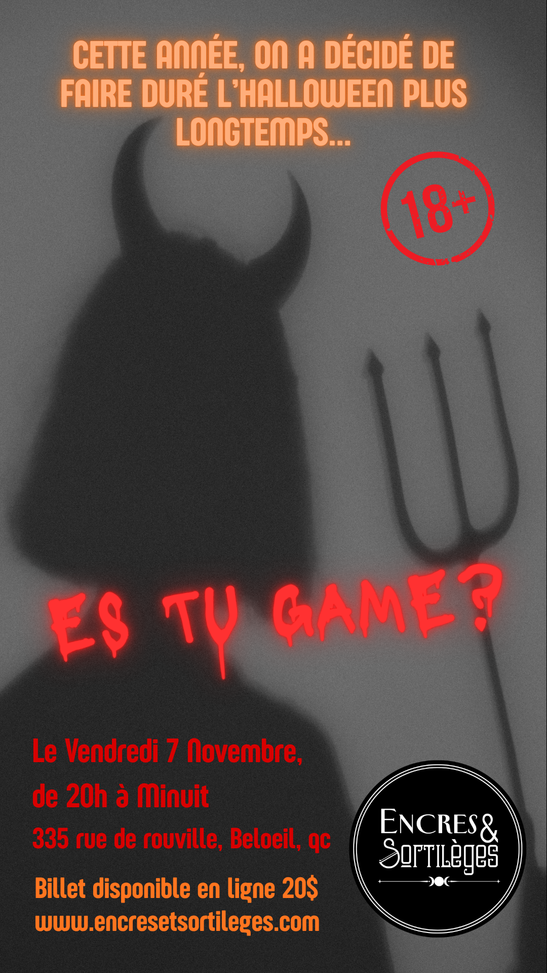 Billet SOIRÉE HALLOWEEN