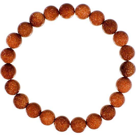 Bracelet élastique avec perles et pierres dorées de 8 mm