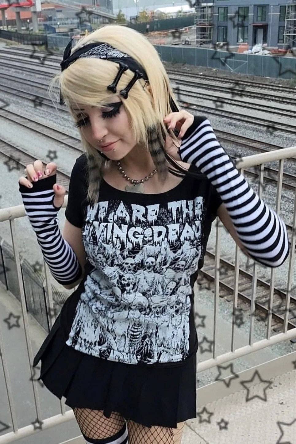 Manchettes à rayures Emo [noir/blanc]