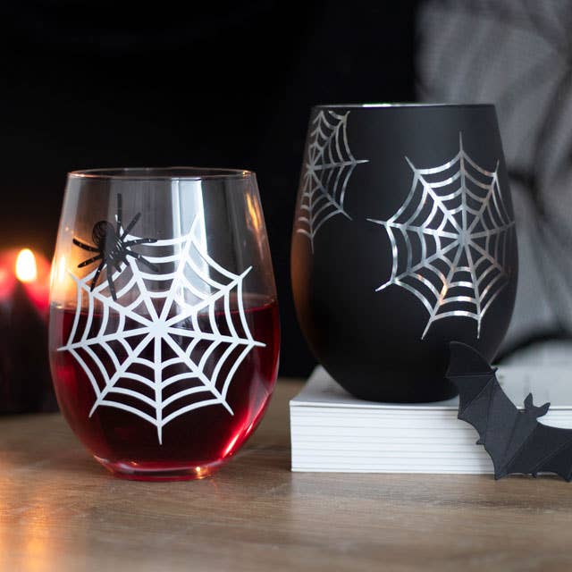 Ensemble de 2 verres à vin Gothic Spider and Web sans pied