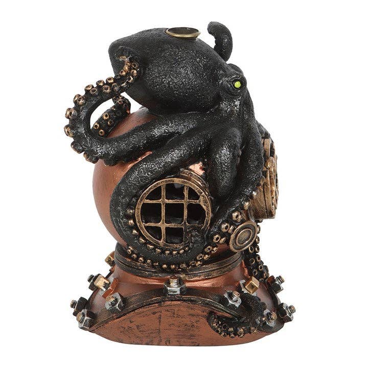 Brûleur d'encens Steampunk Kraken on Diver's Helmet Backflow