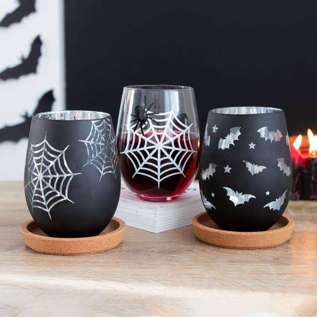 Ensemble de 2 verres à vin Gothic Spider and Web sans pied