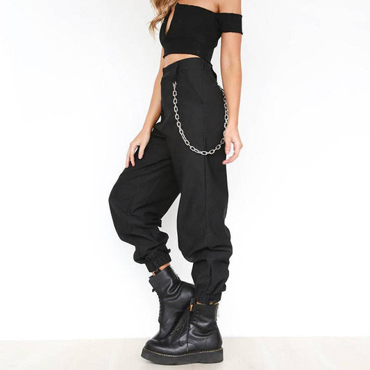 Pantalon de sport décontracté à chaîne ceinturée pour femmes