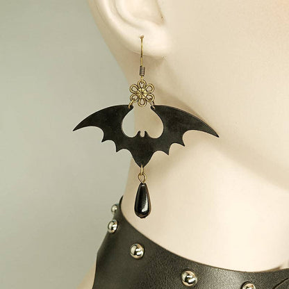 Boucles d'oreilles punk Halloween en forme de chauve-souris