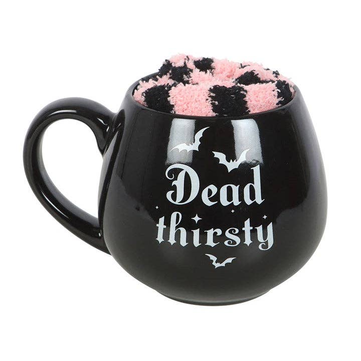 Ensemble de tasse et chaussettes gothiques "Dead Thirsty" pour Halloween