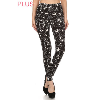 Legging taille haute à imprimé - Tête de mort  / grande taille