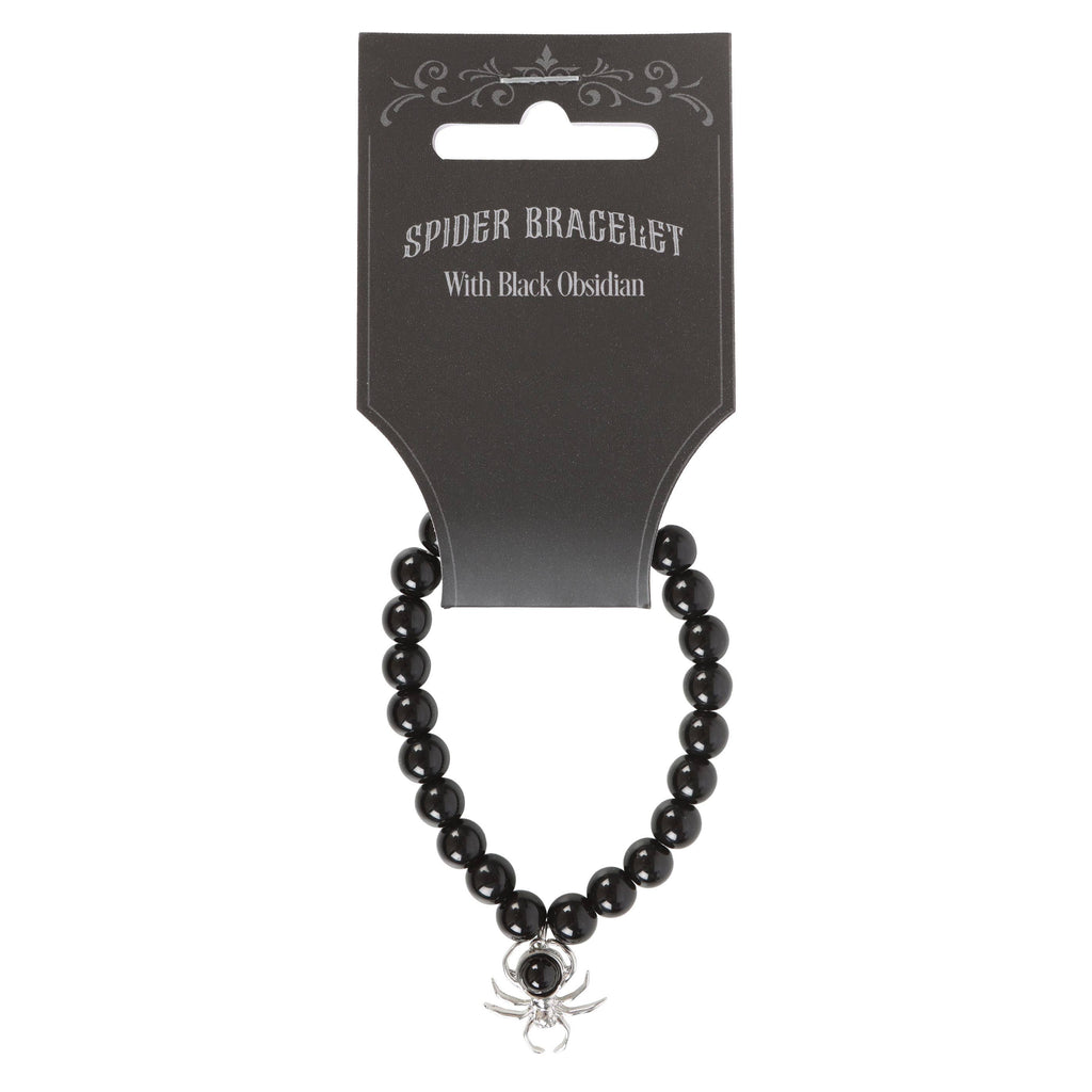 Bracelet en perles d'obsidienne noire Gothic Spider