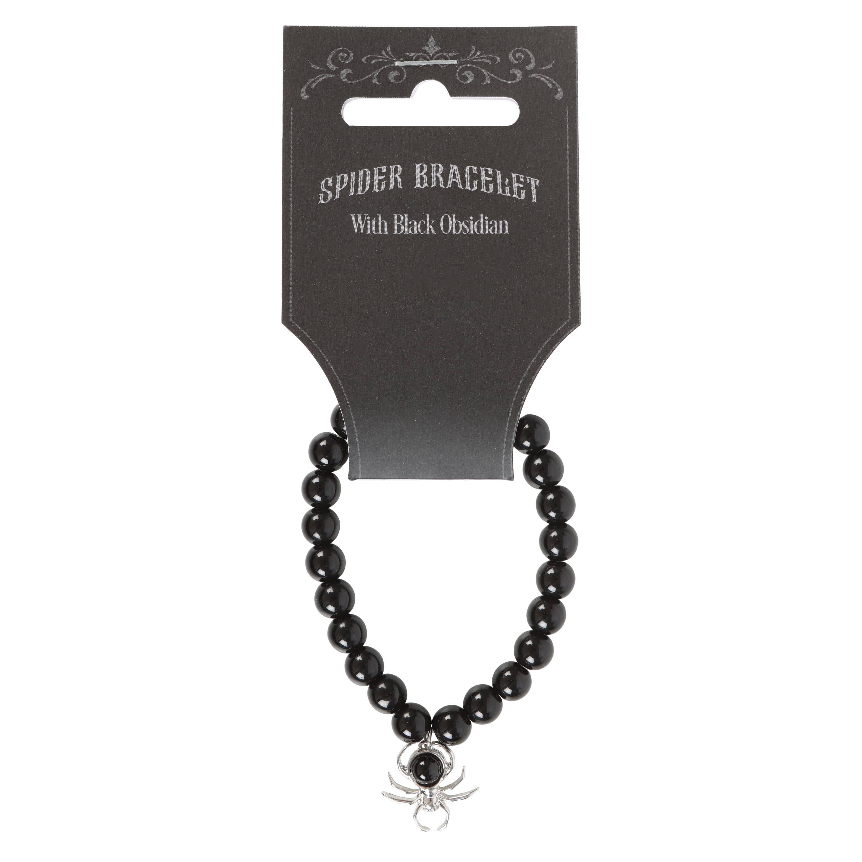 Bracelet en perles d'obsidienne noire Gothic Spider
