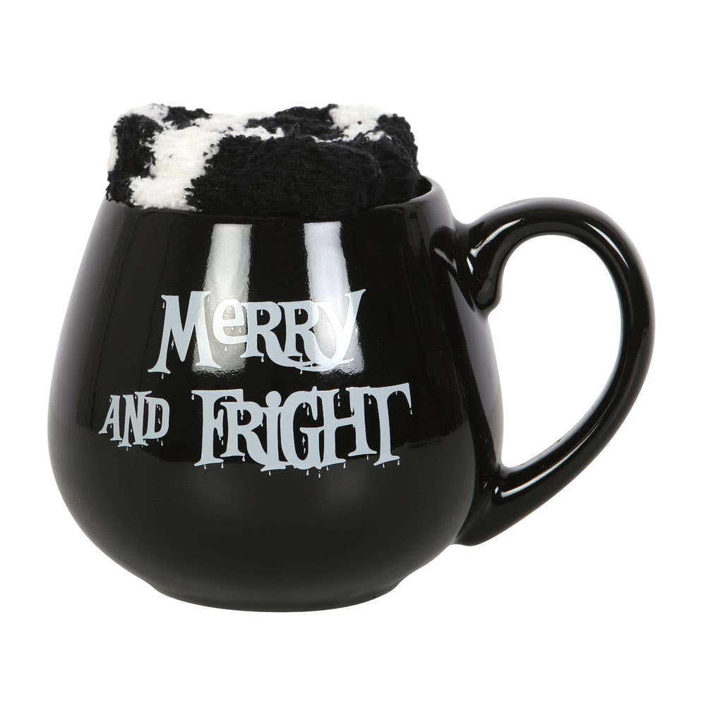 Ensemble tasse et chaussettes de Noël gothiques Merry and Fright