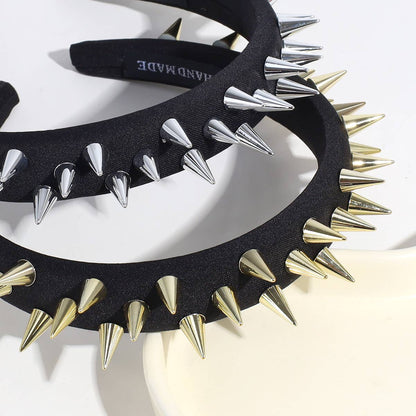 Bandeau punk personnalité rivet fait main bandeau noir