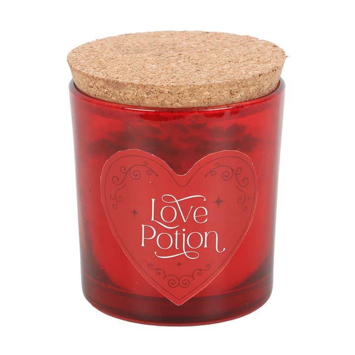 Bougie aux cristaux de la potion d'amour à la framboise pour la Saint-Valentin