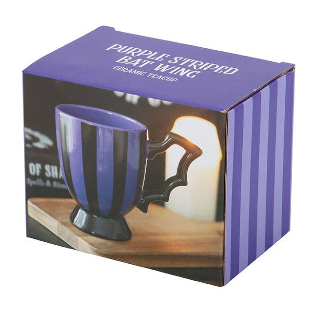 Tasse à thé à ailes de chauve-souris rayées violettes