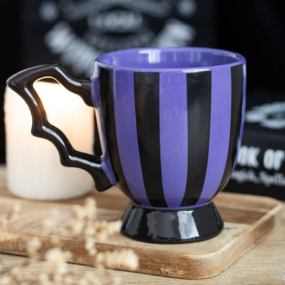 Tasse à thé à ailes de chauve-souris rayées violettes