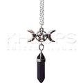 Collier Triple Lune Pentacle-Pointe en verre violet 2"