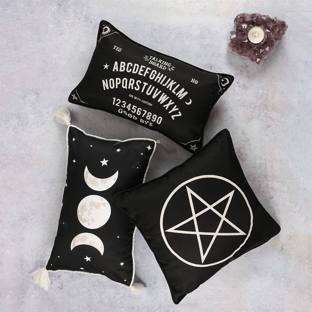 Coussin de table Ouija gothique noir et blanc