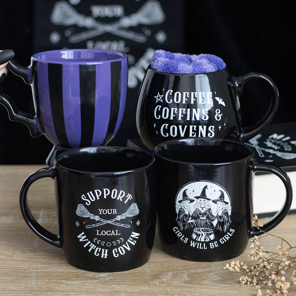 Tasse à thé à ailes de chauve-souris rayées violettes